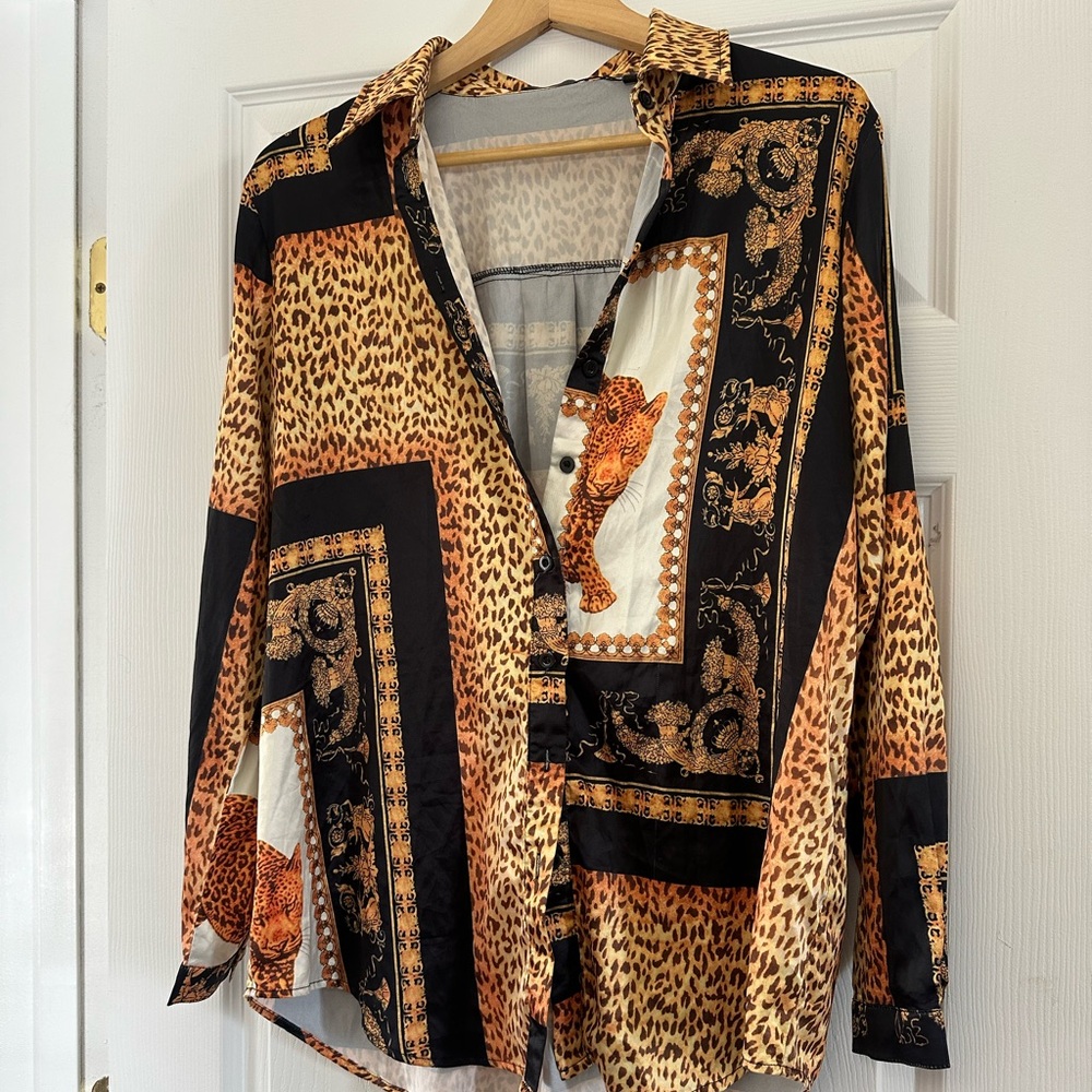 PrettyLittleThing Brown and Black Button Down Shirt